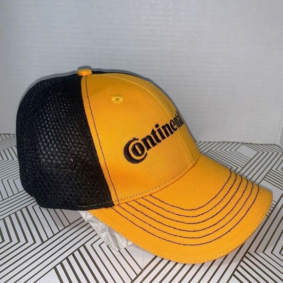 Continental Tire Mens OS Trucker Mesh Adjustable Cap IMSA Race‎ Hat Yellow NWOT - Picture 3 of 7
